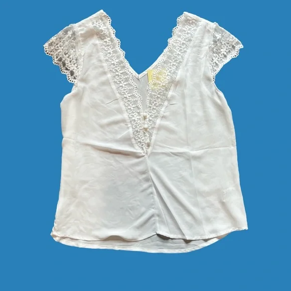 White Blouse With Lace Sleeves - Picture 2 of 3